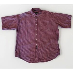BD Baggies Cotton Micro Plaid Button Down Short Sleeve XL Preppy Traditional Red